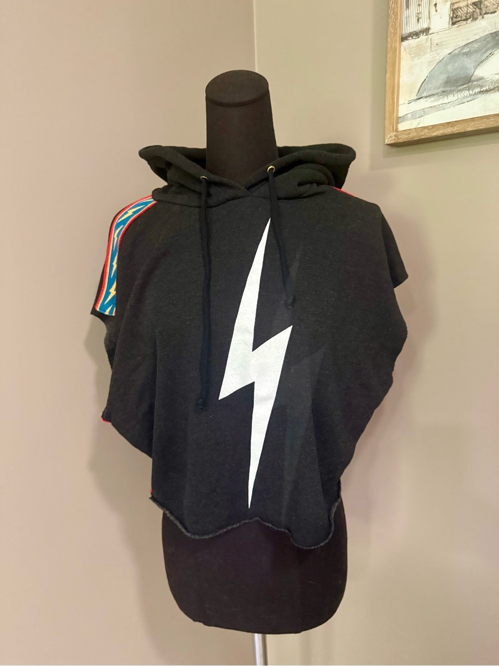 Aviator Nation Black Hoodie with white lightning bolt